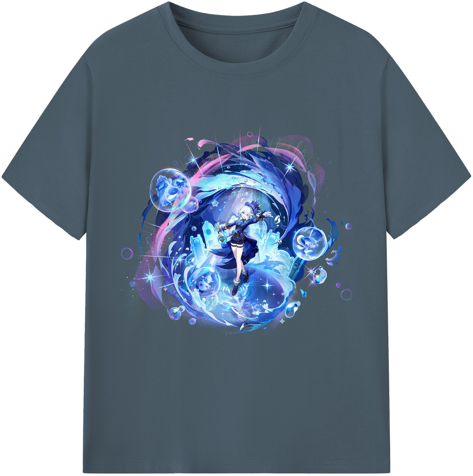 げんし神 フリーナ genshin Furina 綿100％半袖Tシャツ（フロントプリント）